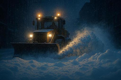 吹雪の夜に働く除雪車 吹雪の夜に働く除雪車 の写真
