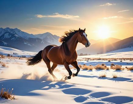 2026年用・馬モチーフの年賀素材の写真