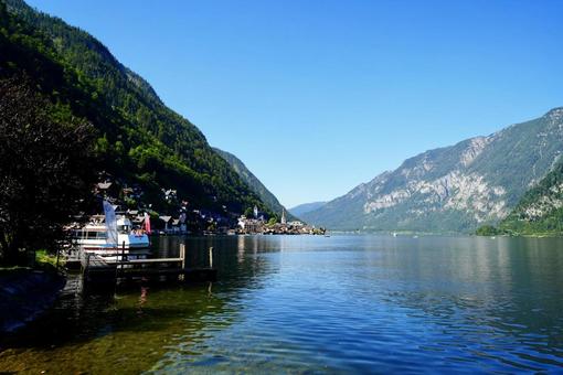 美しいハルシュタット湖の景色 美しいハルシュタット湖の景色 ハルシュタット,オーストリア,世界遺産の写真素材