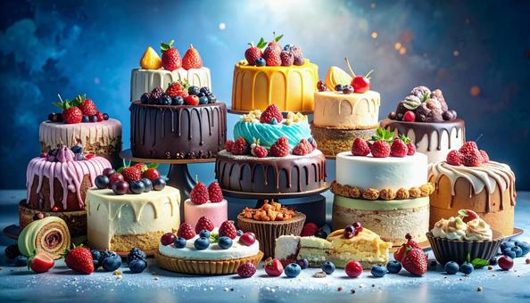 たくさんのケーキ たくさんのケーキの写真