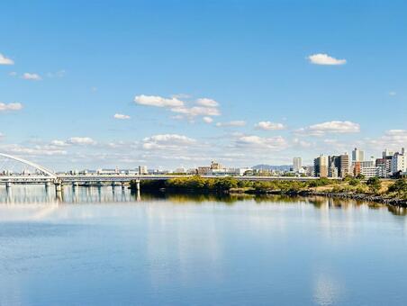 大阪 都会,川,大阪の写真素材