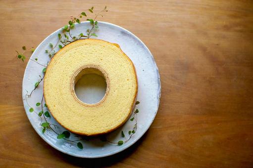 バウムクーヘン 上から バームクーヘン,バウムクーヘン,お菓子の写真素材