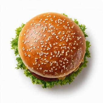 上から見たハンバーガー 上から見たハンバーガーの写真