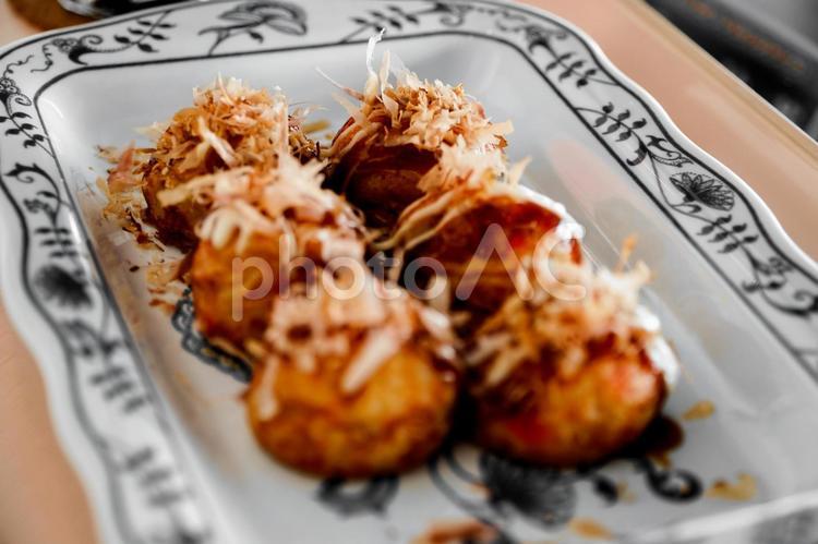 タコ焼き　カツオ節 お祭り,屋台,タコ焼きの写真素材