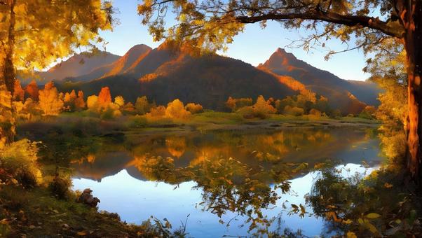 beautiful autumn sunrise, JPG beautiful autumn sunrise, autumn, chuan, nostalgic, JPG