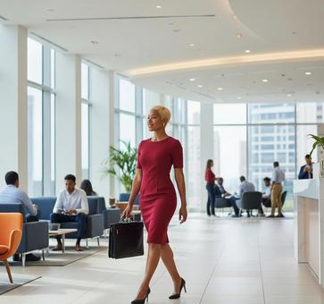 颯爽と歩くキャリアウーマンの写真