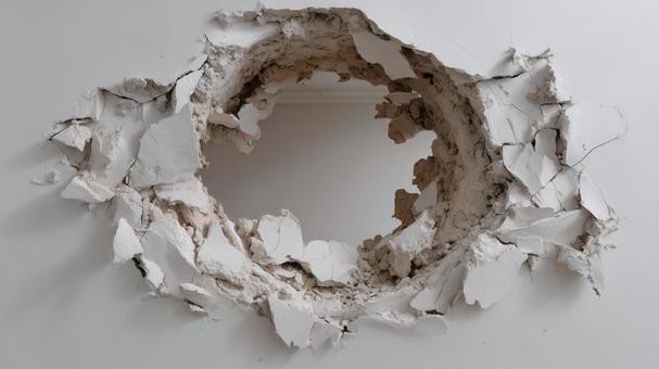 破壊されて穴の空いた壁 破壊されて穴の空いた壁の写真