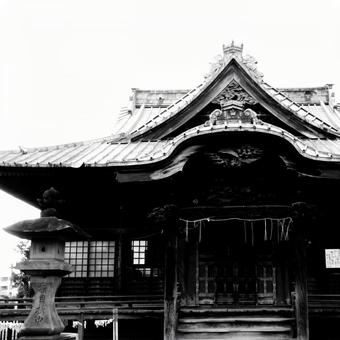 千葉県-法華経寺-刹堂-近景-白黒 法華経寺,寺,正中山の写真素材