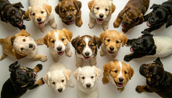 群がる犬 群がる犬の写真