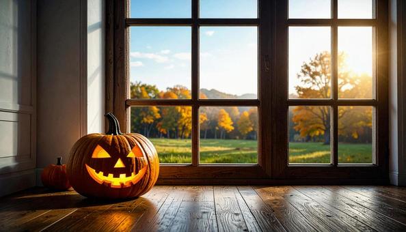 暗闇に光るジャック・オー・ランタンの写真