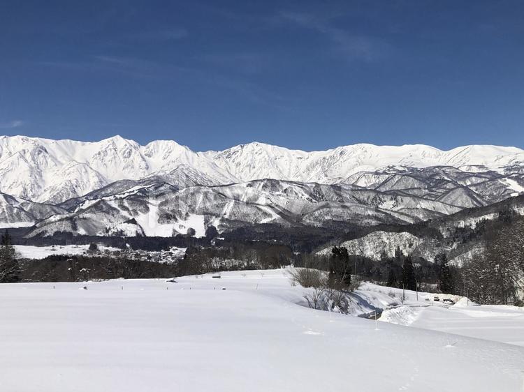 冠雪した北アルプスの山並み　長野県白馬村 冠雪,山並み,北アルプスの写真素材