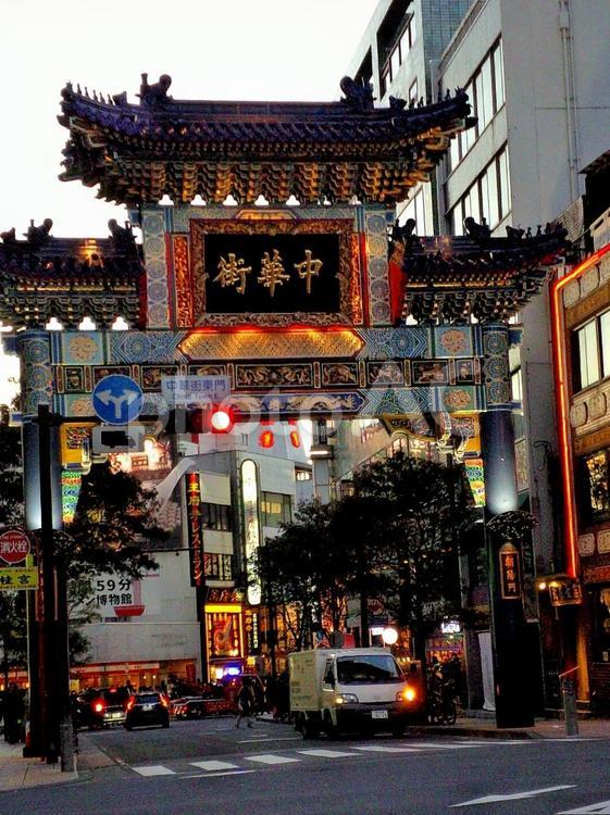 横浜中華街門 横浜中華街東門,横浜中華街,中華街の写真素材