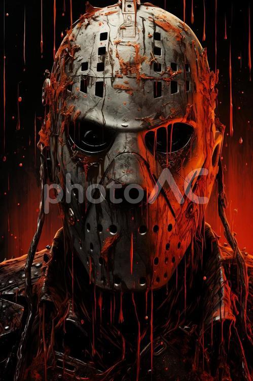 ホラーホッケーマスクアートハロウィン ホラー,ハロウィン,恐怖の写真素材