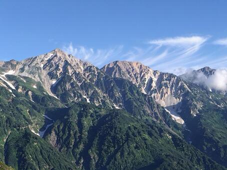 白馬三山 白馬村,山登り,青空の写真素材