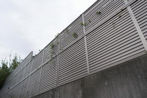 フェンスからはみ出した植木 目隠しフェンス,雑草,伸びるの写真素材