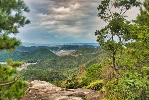 高御位山 播磨平野,山岳,平野の写真素材