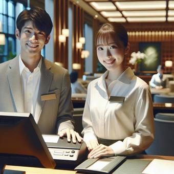 笑顔のホテルスタッフ 笑顔のホテルスタッフの写真