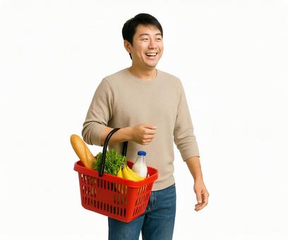 買い物中の男性人物素材 買い物中の男性人物素材の写真