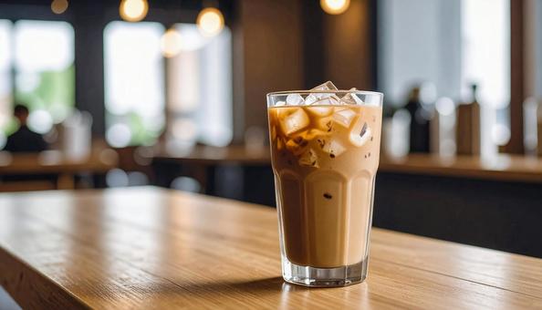 カフェのアイスカフェオレ カフェのアイスカフェオレの写真