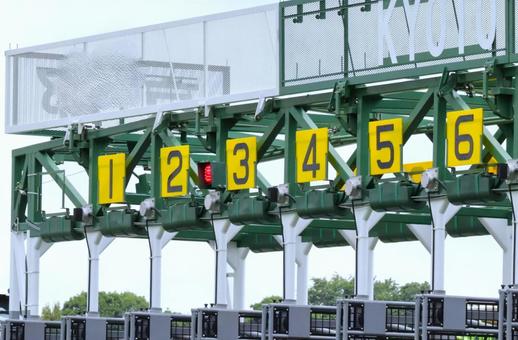 競馬場の発走ゲート 競馬場,発走,出走の写真素材