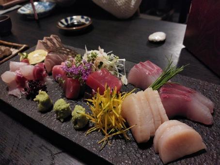 Assorted seasonal fresh fish sashimi, JPG