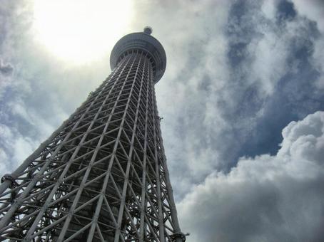 曇り日の東京スカイツリー-49 東京スカイツリー,曇り日,雲の写真素材