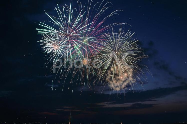 常滑市の夜空を飾るカラフルな打上げ花火 花火,夏,打上げ花火の写真素材