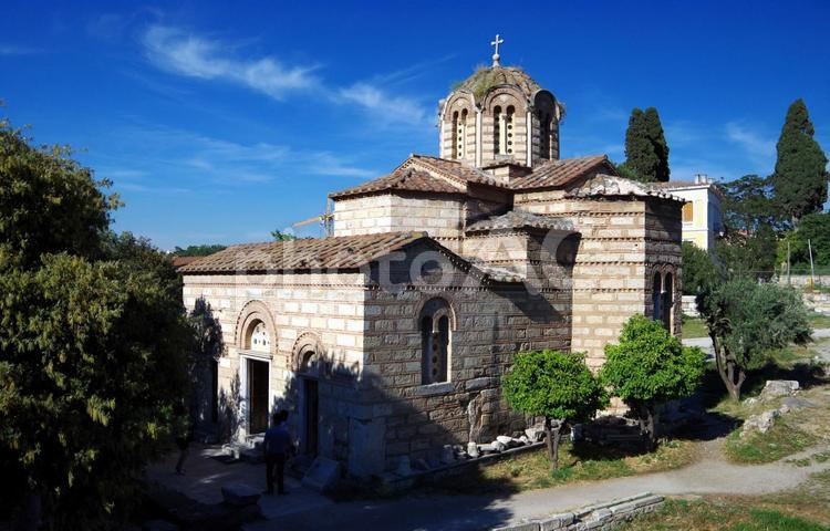 ギリシャ　アテネ　古代アゴラ　教会 ギリシャ,アテネ,古代アゴラの写真素材