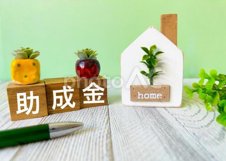ミニチュアの家と助成金 助成金,補助金,資金の写真素材
