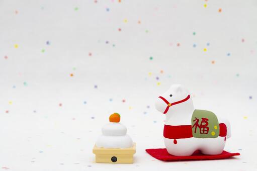 鏡餅と午年の置物 鏡餅,午,十二支の写真素材