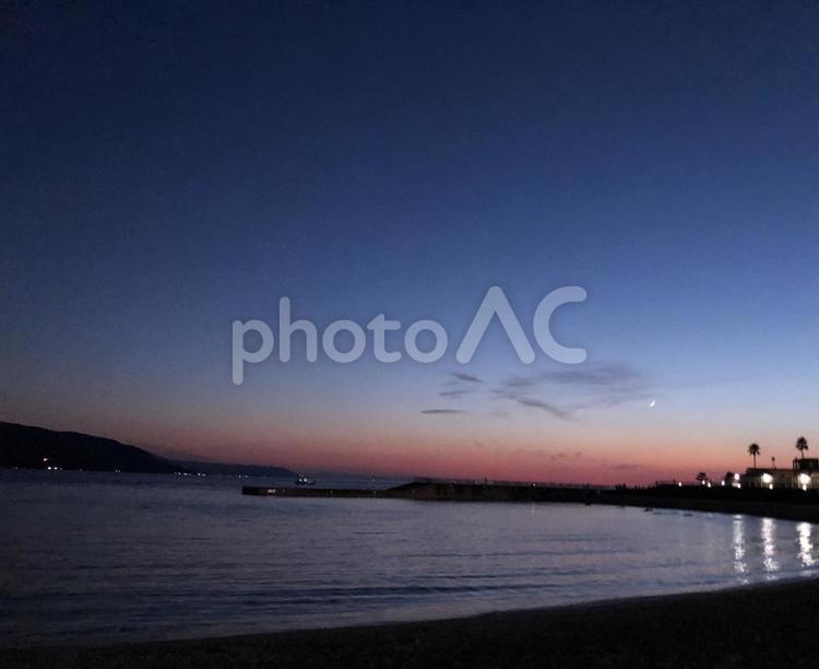 日没後の浜辺 日暮れ,浜,たそがれの写真素材