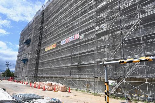 工事現場 工事現場 足場,現場,ネットの写真素材