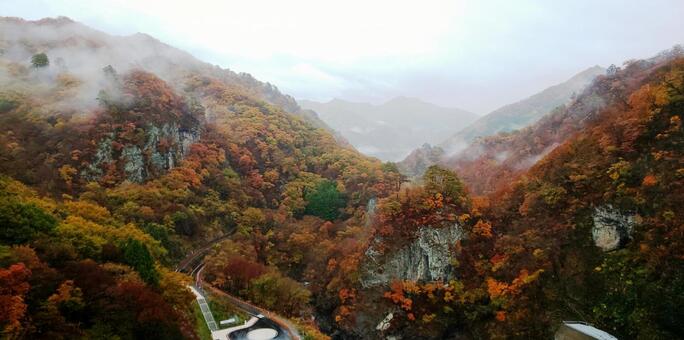 八ッ場ダムから見た吾妻渓谷 長野原町,群馬県,八ッ場ダムの写真素材