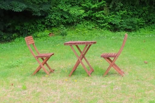 ガーデンテラス カフェテラス,テーブル,椅子の写真素材