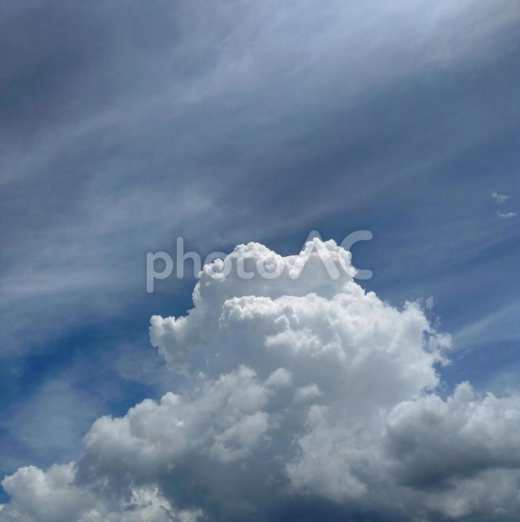 夏の青空と曇り空に積乱雲 入道雲,積乱雲,青空の写真素材