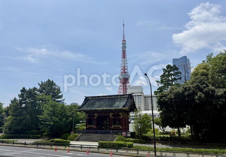 旧有章院霊廟二天門と東京タワー 東京,タワー,旧有章院霊廟二天門の写真素材