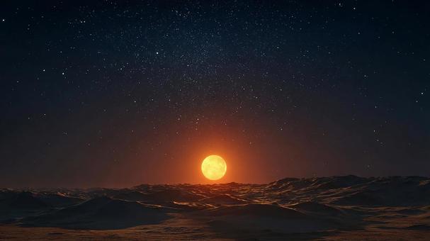 宇宙を感じさせる砂漠の夜明け 宇宙を感じさせる砂漠の夜明けの写真