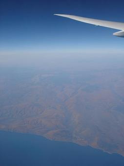 飛行機から見た景色 上空,飛行機,地上の写真素材