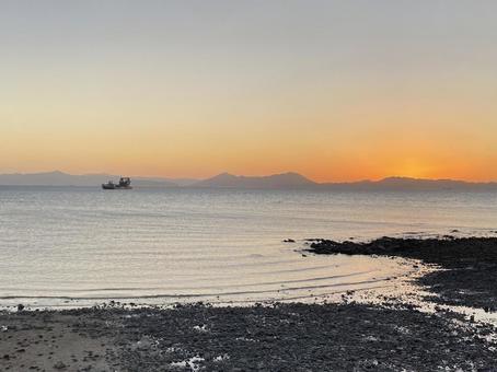 夕暮れの海景色 夕暮れ,夕焼け,海の写真素材