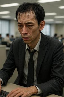 疲弊するサラリーマン 疲弊するサラリーマンの写真