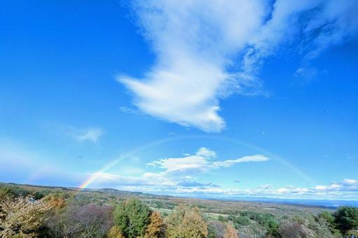 ダブルレインボー 虹,レインボー,ダブルレインボーの写真素材