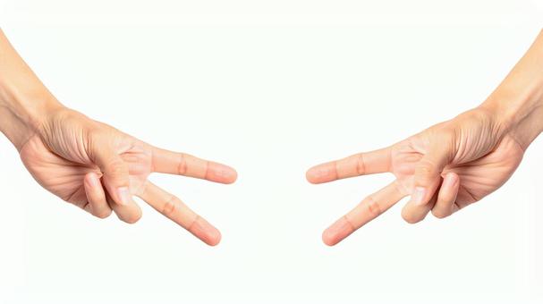 手の形・じゃんけんのあいこ(チョキ) 手の形・じゃんけんのあいこ(チョキ)の写真