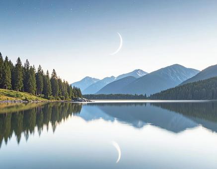 美しい湖の夜空の三和樹の写真