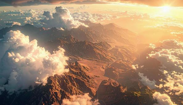 上空から見た山岳の光景の写真