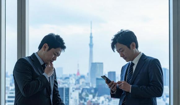 悩むビジネスマン 悩むビジネスマンの写真