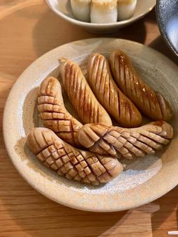 切り込みソーセージ 切り込みソーセージ ご飯,夜ごはん,晩ごはんの写真素材