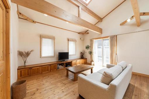 Living room in a house where the sun shines through the skylight, المعيشة, منزل, بيت مستقل, JPG