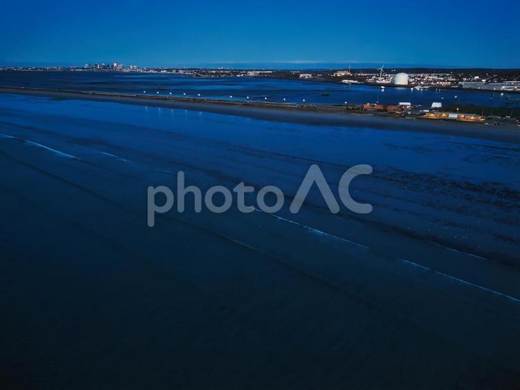 夜明け前のボストン近くの港湾 ボストン,海外,アメリカの写真素材