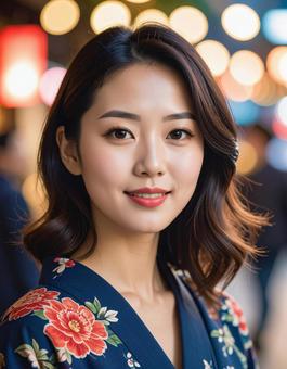 和服を着てドヤ顔をする日本人女性の写真