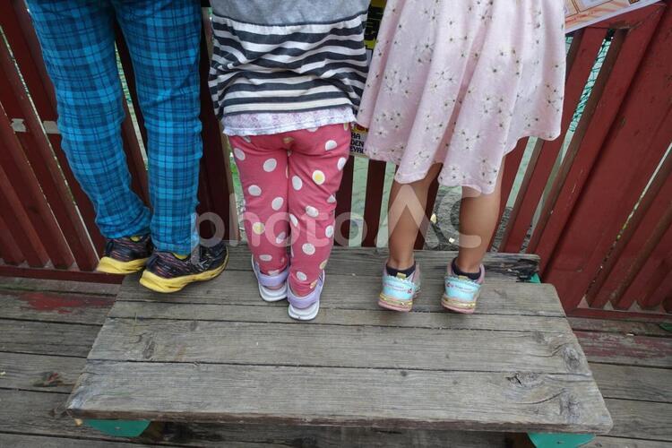 見るために背伸びをする子供達 背伸び,子供,女の子の写真素材